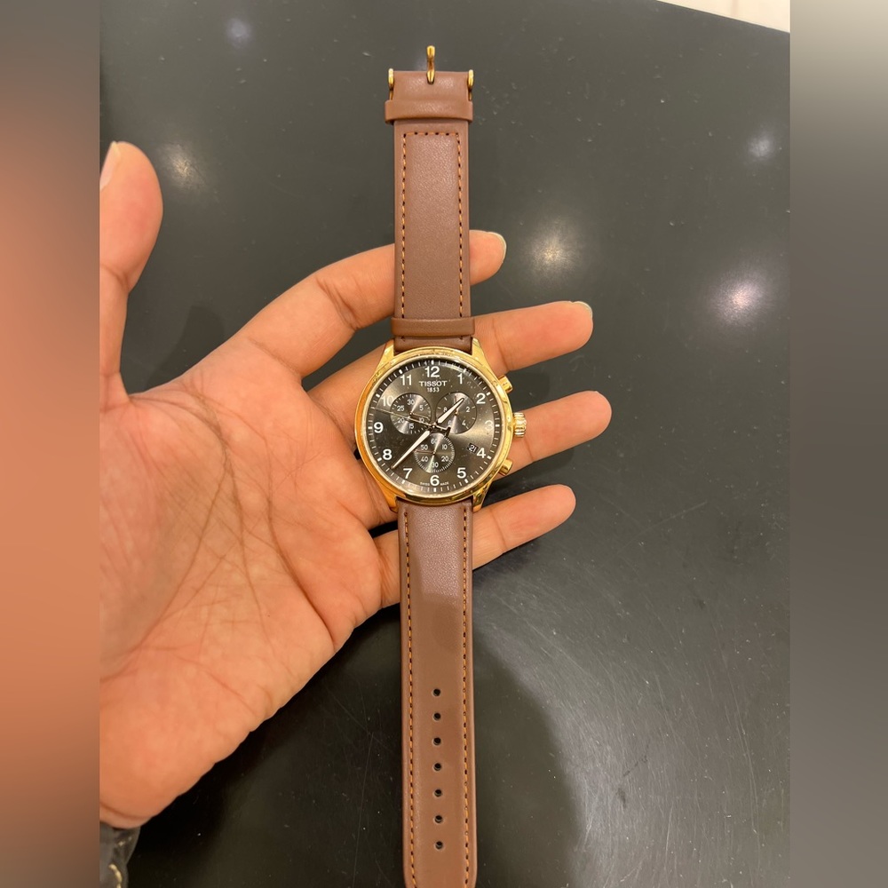 Tissot Men’s Chronograph Brown Leather Strap Watch Gem